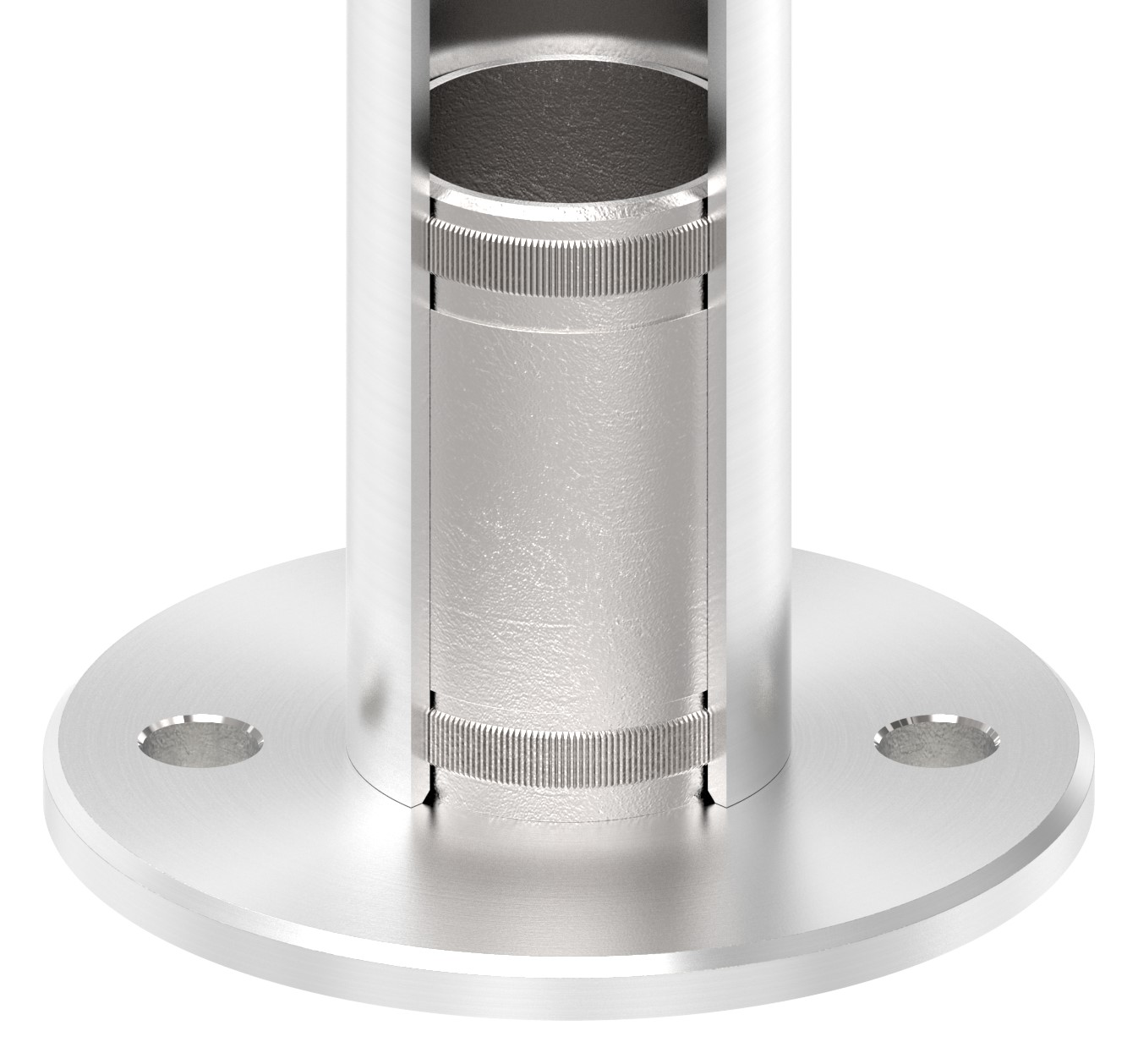 Wand- und Bodenanker mit Rändelung, für Rohr 42,4x2,5mm, V2A