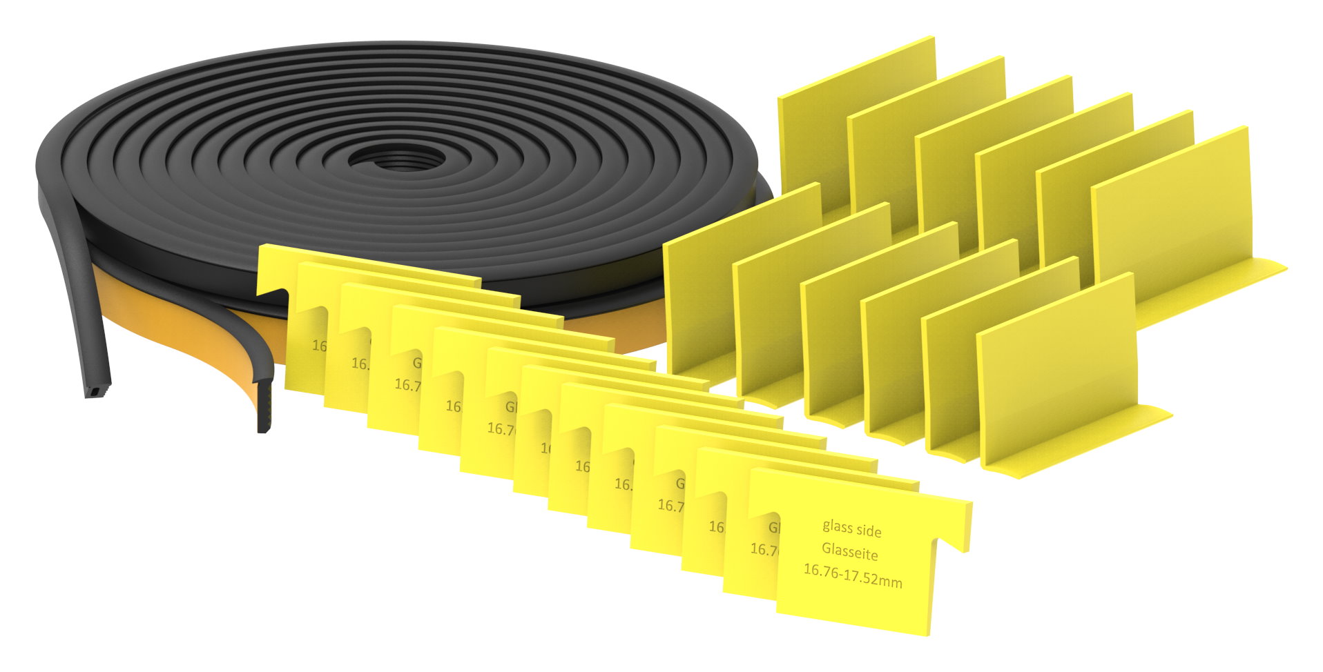 Gummiset für 6m Aluprofil für Glas 16,76-17,52mm