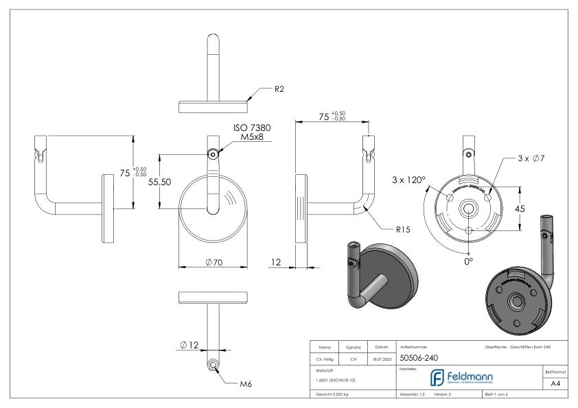 Handlaufhalter inkl. Cliprosette