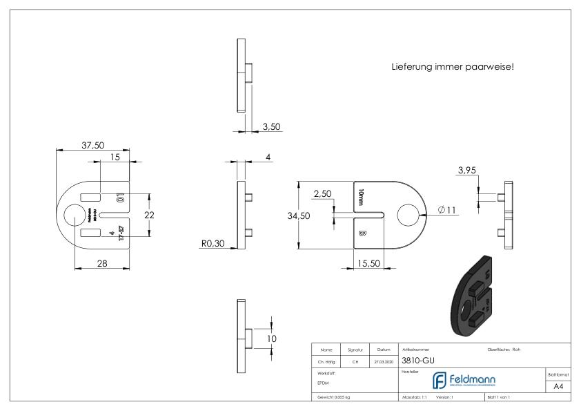 Gummi für Mod. 38 - für ESG 10mm Gummi für Mod. 38 - für ESG 10mm