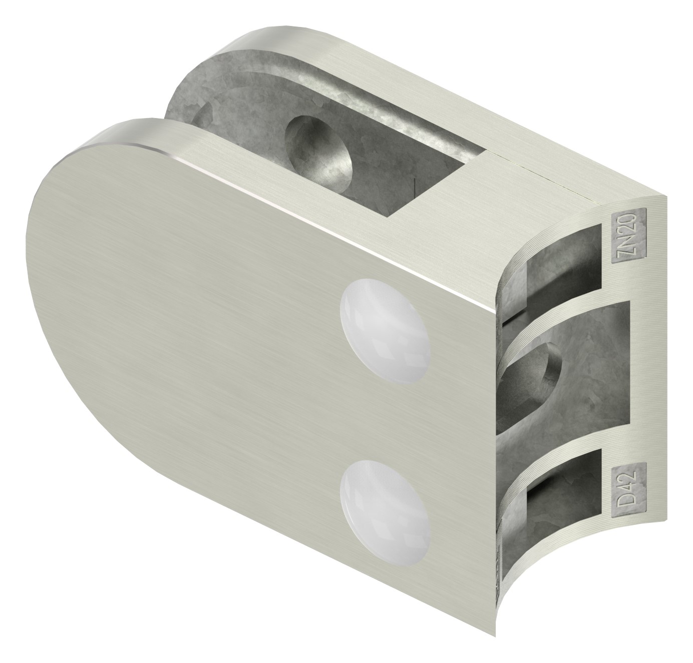 Glasklemme Mod. 33, Anschluss: 42,4mm, VA-Effekt