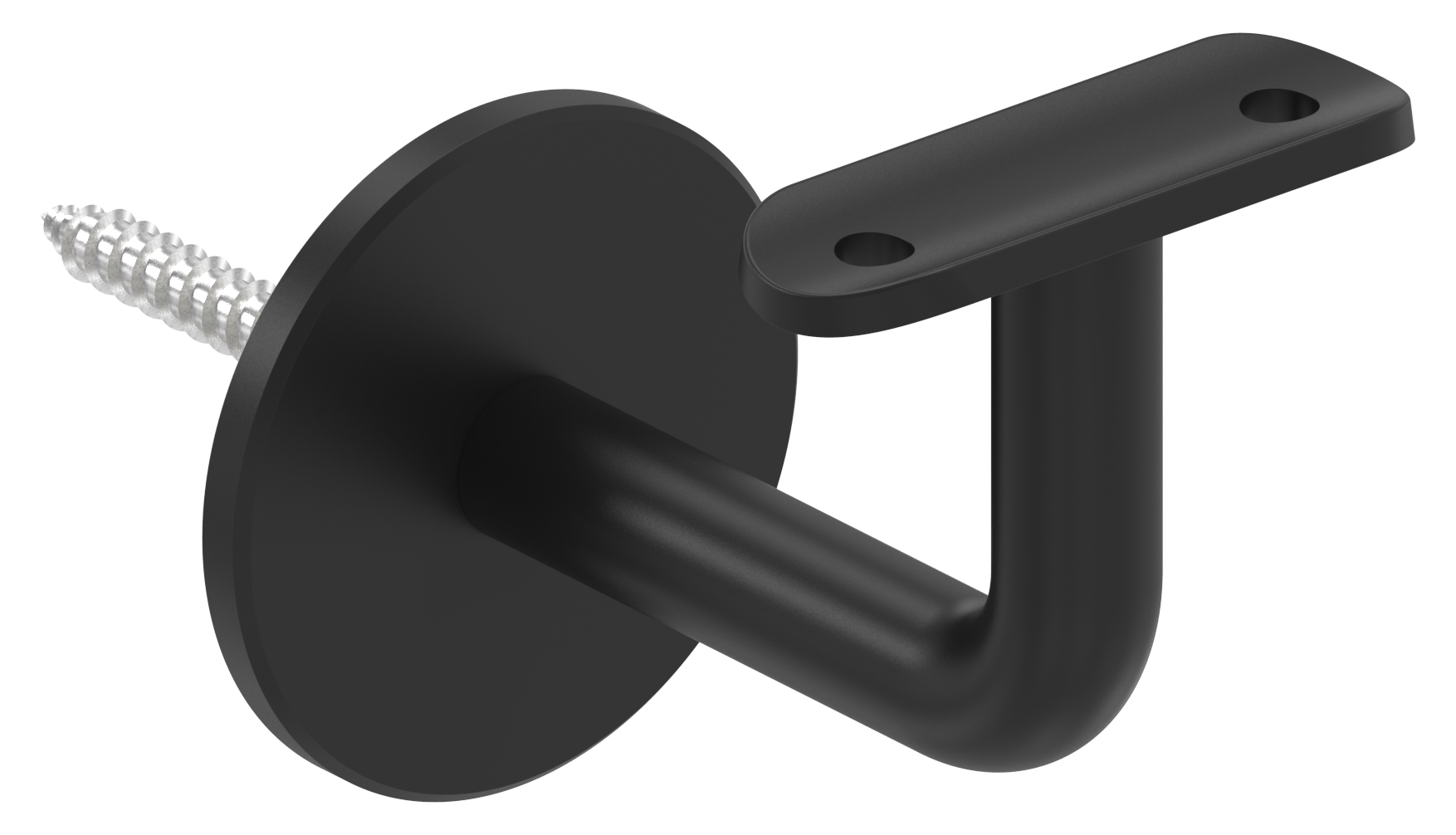 Handlaufhalter mit Platte 42,4mm, (Ronde und Bügel verschweißt), V2A in RAL 9005 beschichtet