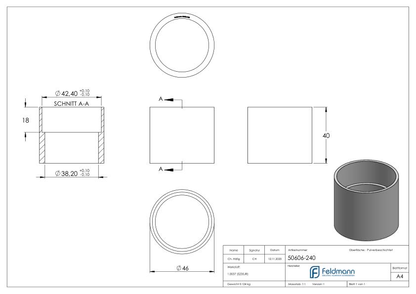 Bohrlehre für 42mm Holzhandlauf