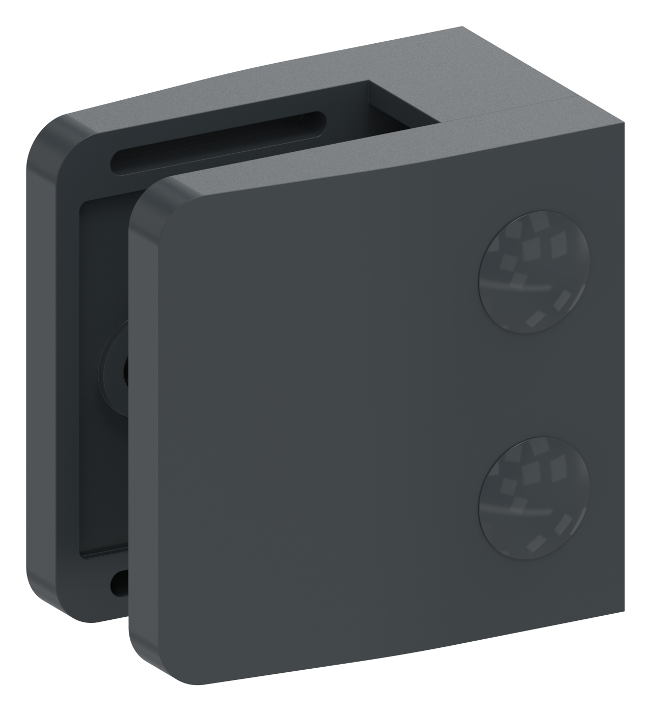 Glasklemme Mod. 14, Anschluss: gerade, Zink roh pulverbeschichtet RAL 7016 matt