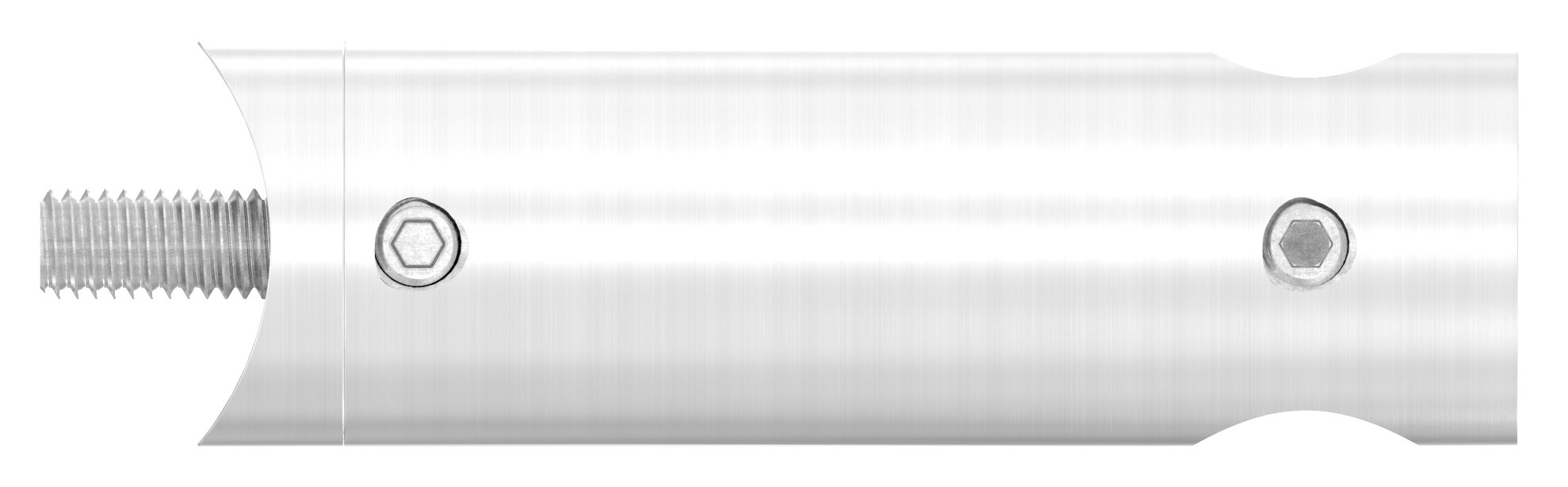 Querstabhalter verlängert, mit Durchgangsbohrung für 33,7mm Rohr, 12,2mm Bohrung, V2A