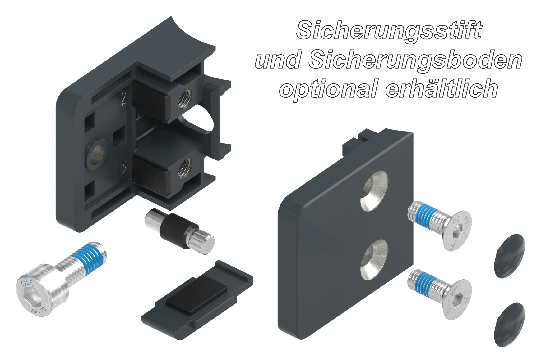 Glasklemme Mod. 31, Anschluss: 42,4mm, Zink roh pulverbeschichtet RAL 7016 matt