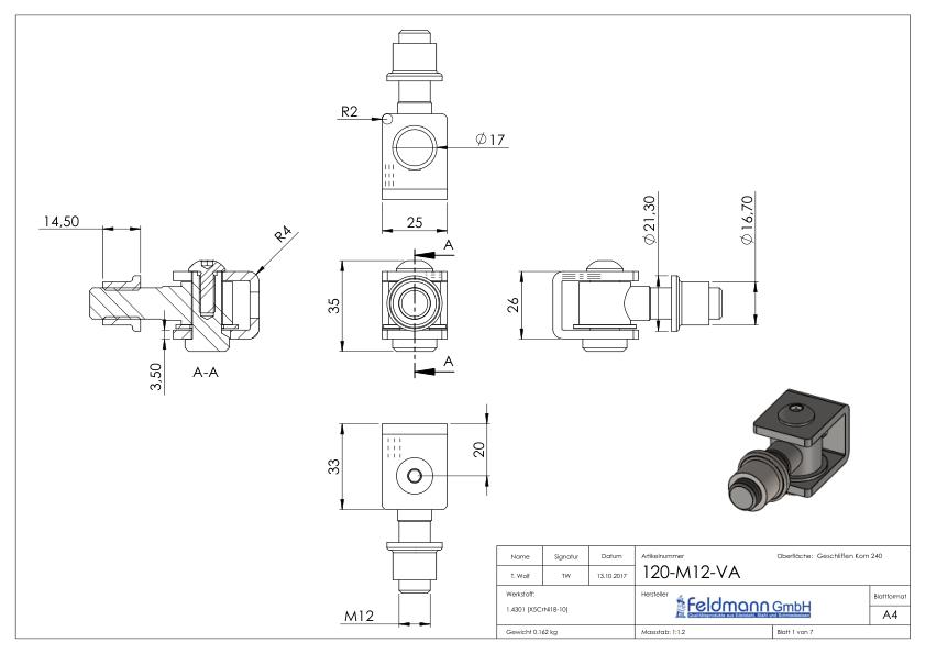 Torband mit Gewindehülse M12, V2A Torband mit Gewindehülse M12, V2A