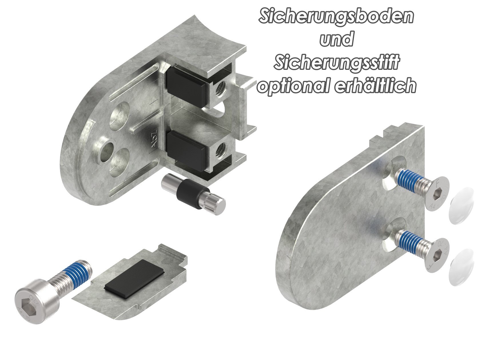 Glasklemme Mod. 38, Anschluss: 60,3mm, Zink roh