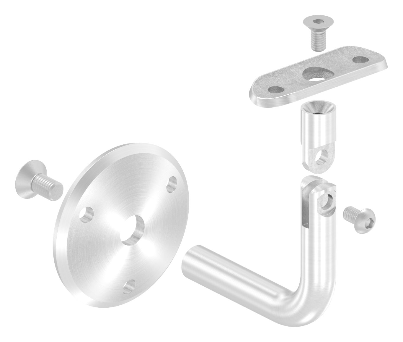 Handlaufhalter mit Gelenk, Handlaufanschlussplatte Rohr 42,4mm (Ronde und Bügel verschraubt), V2A