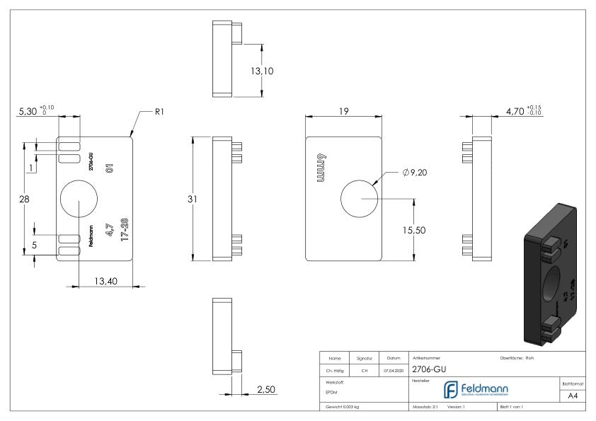 Gummi für Mod. 27, ESG-Glas 6mm Gummi für Mod. 27, ESG-Glas 6mm