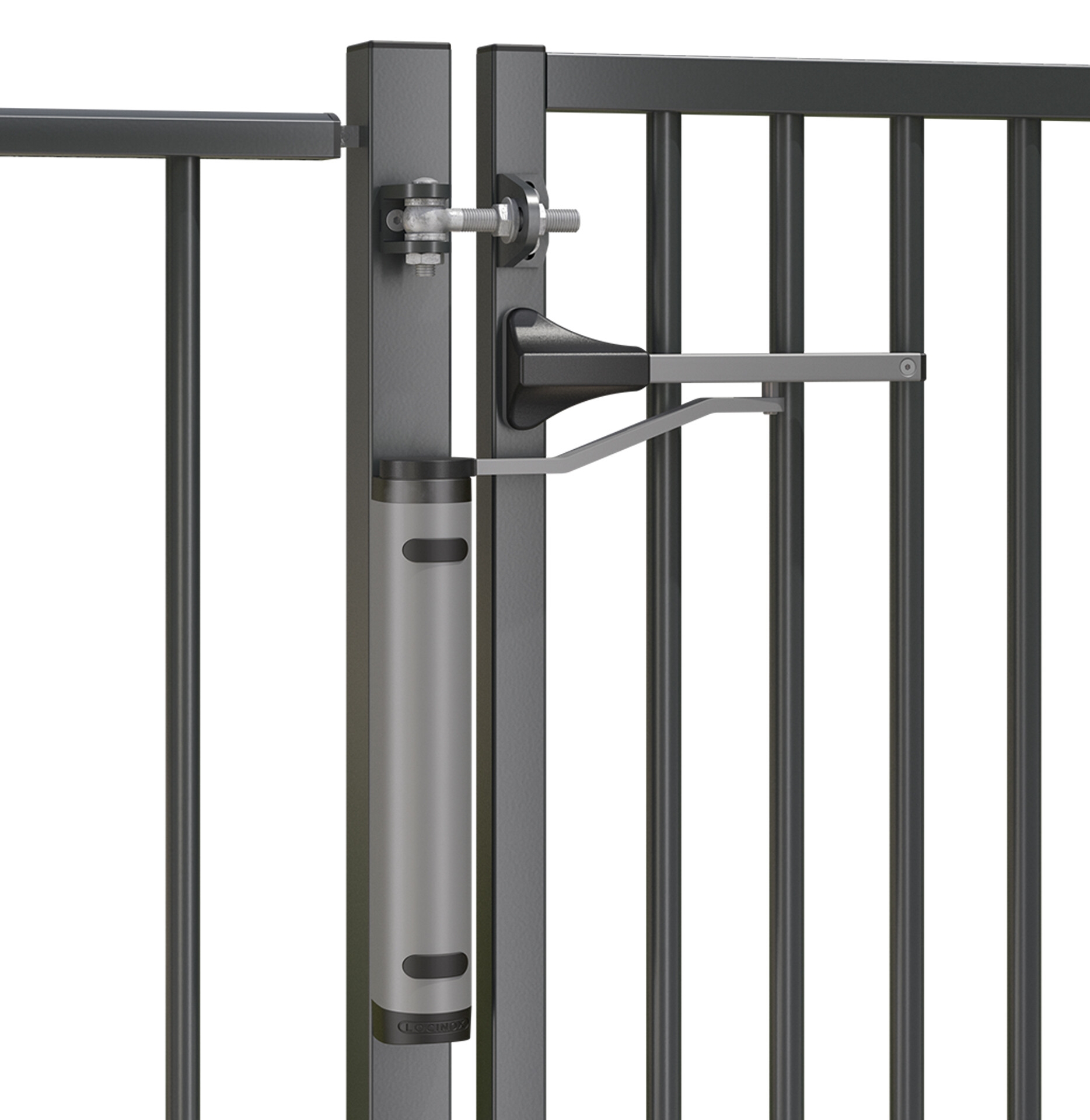 Kraftvoller, hydraulischer allround-Torschließer für 90° und 180° Bänder, VERTICLOSE-2, Farbe silber