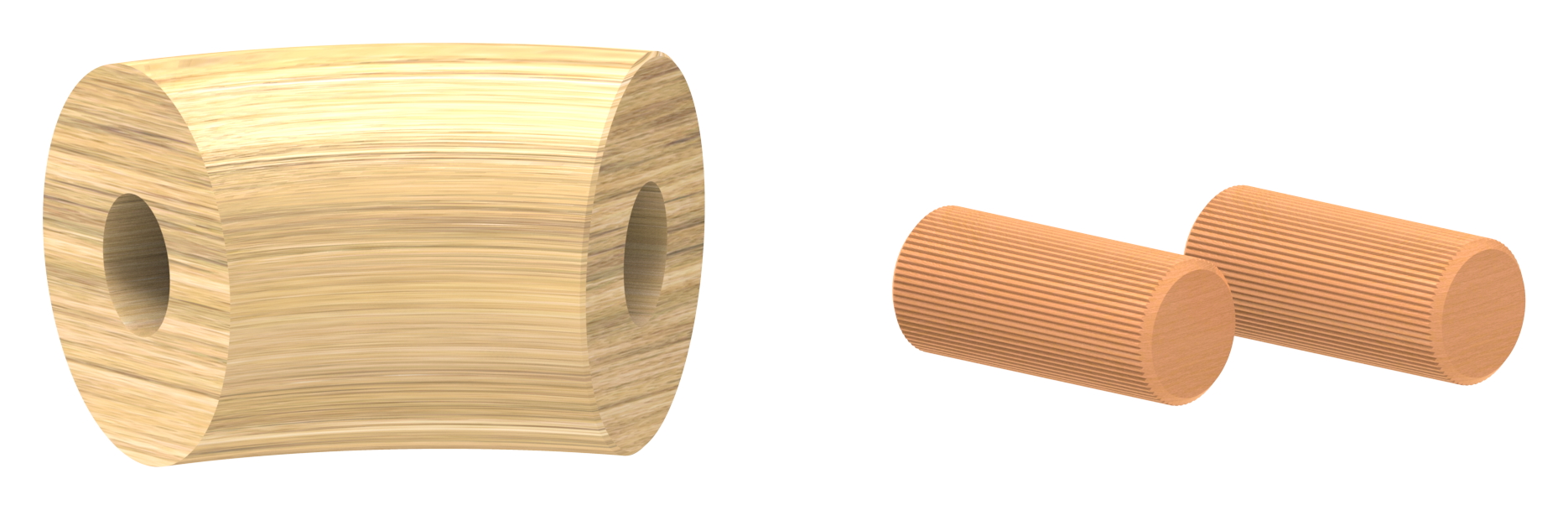 45° Bogen für Holzhandlauf Eiche, Ø 42,4mm